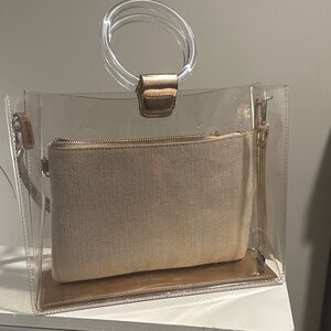Transparent Tote Bag with Gold Accents